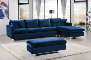 Lucy 2pc. Reversible Sectional In Navy Velvet