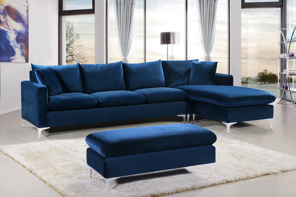 Lucy 2pc. Reversible Sectional In Navy Velvet