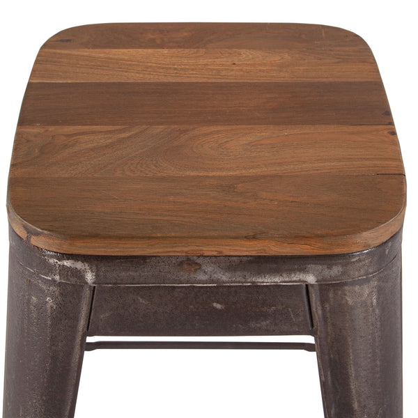 Eiffel 12" Barstool, Teak Top