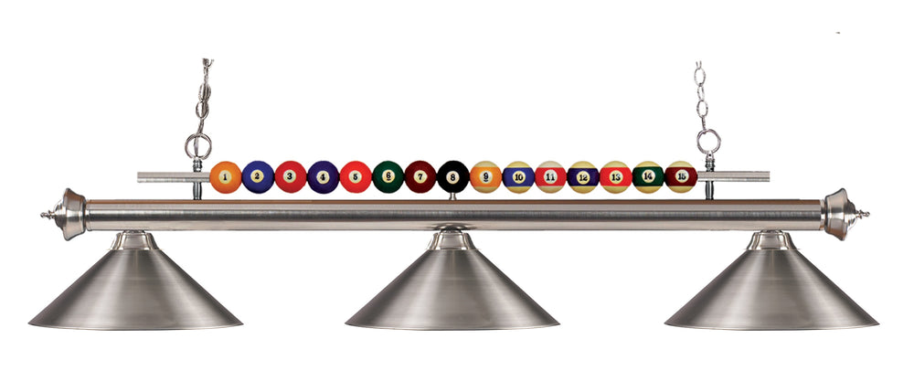 Shark 3 Light Billiard Light in Brushed Nickel Finish