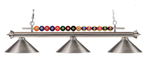 Shark 3 Light Billiard Light in Brushed Nickel Finish