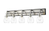 Kraken 5 Light Vanity in Matte Black + Brushed Nickel Finish