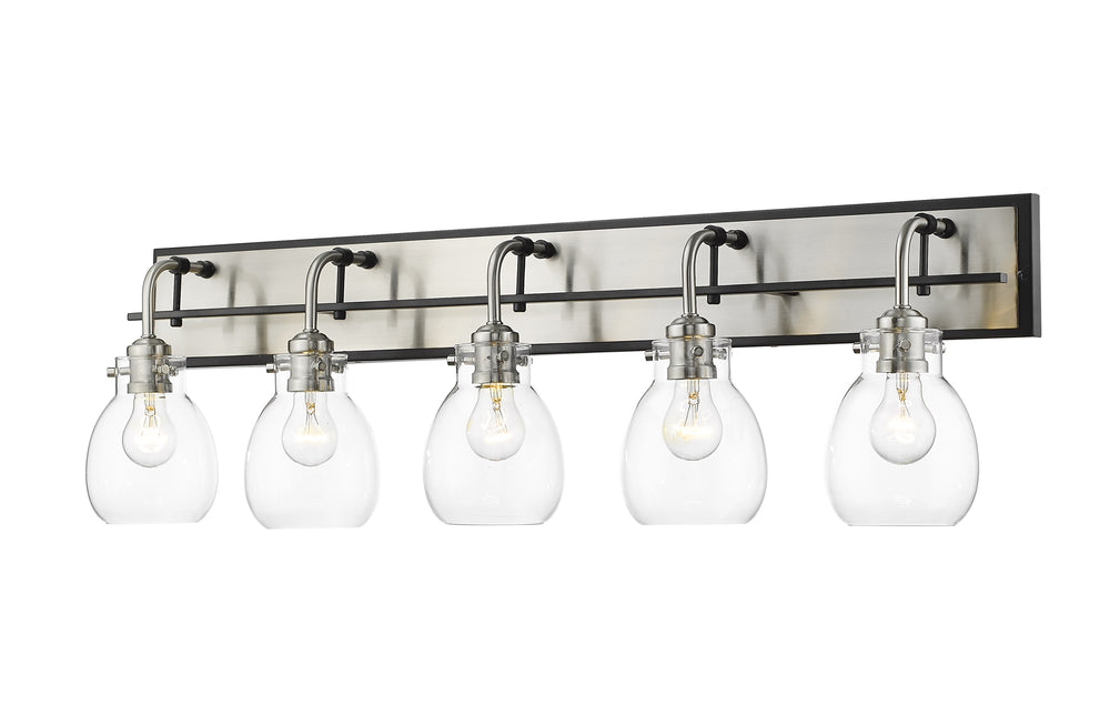 Kraken 5 Light Vanity in Matte Black + Brushed Nickel Finish