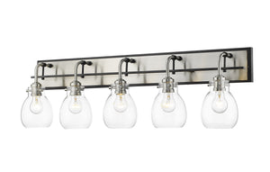 Kraken 5 Light Vanity in Matte Black + Brushed Nickel Finish