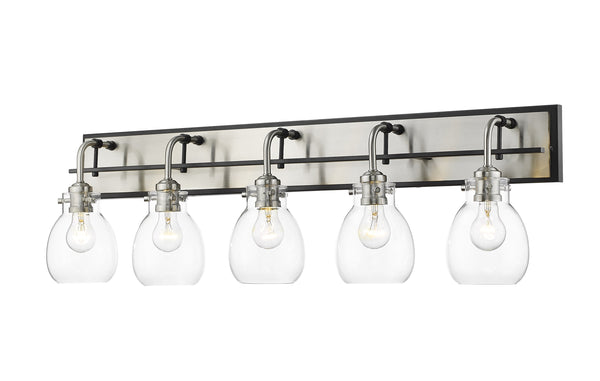 Kraken 5 Light Vanity in Matte Black + Brushed Nickel Finish