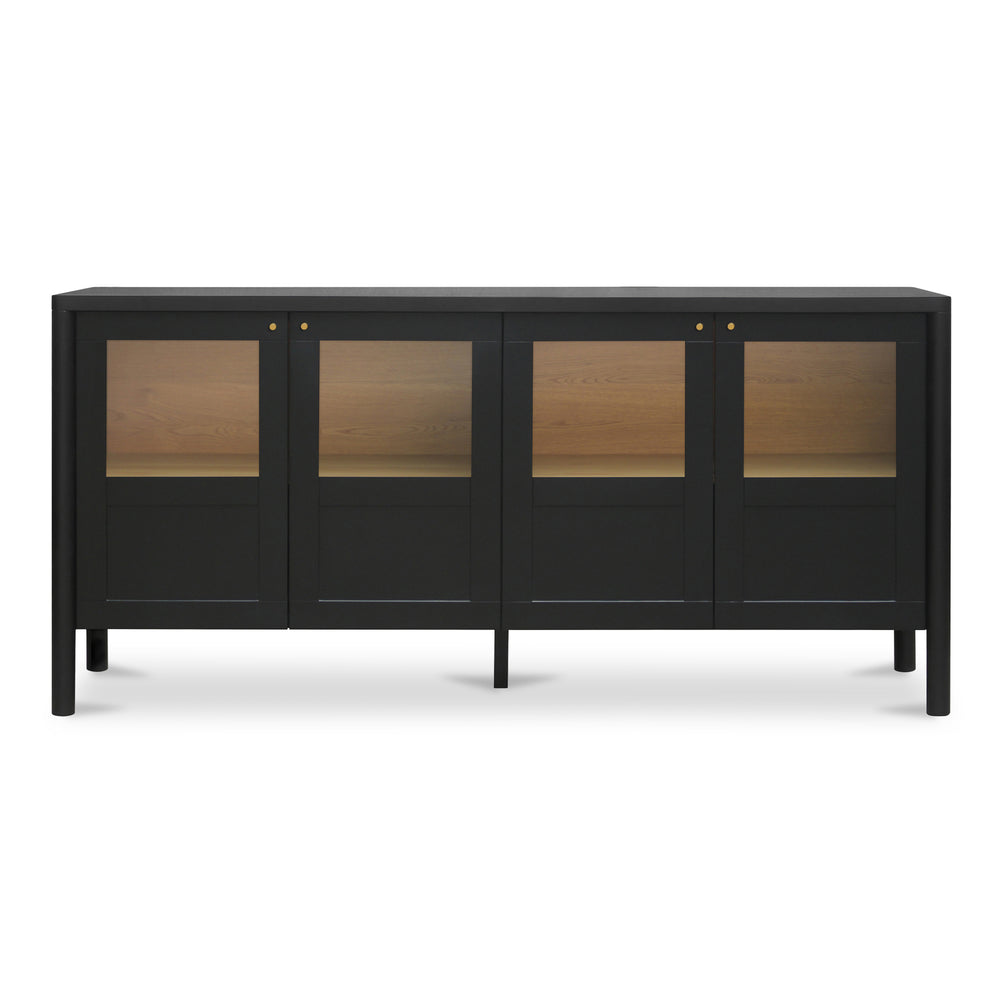 Moe's Hannah Black Sideboard with Glass Panels