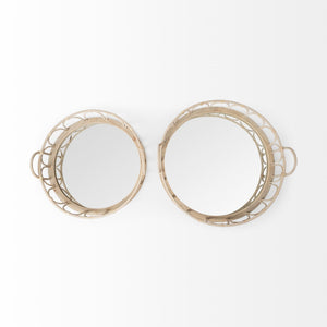 Leona (Set of 2) Natural Wicker Woven Mirrored Base Nesting Trays