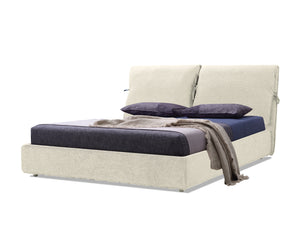 Plume King Bed in cream linen