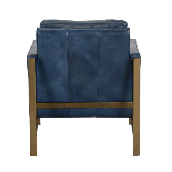 Chazzie Leather Club Chair in Ocean Blue and Truffle Brown
