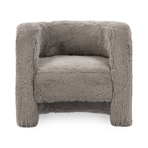 Teddy Plush Accent Chair in Soft Faux Fur - Granite