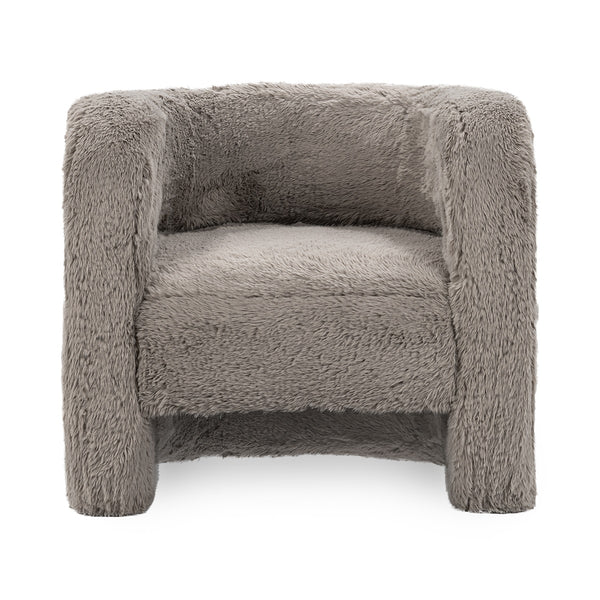 Teddy Plush Accent Chair in Soft Faux Fur - Granite