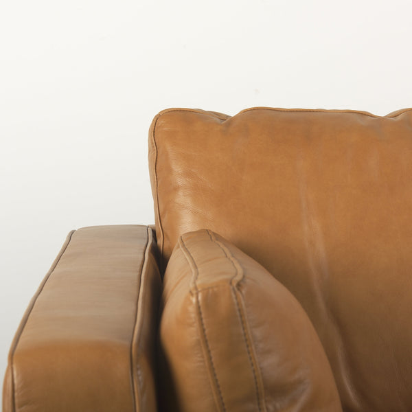 Elton  87.8L x 37.8W x 34.6H Tan Leather Sofa