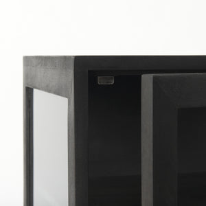 Arelius 20L x 18W x 26H Black-Brown Wood W/ Black Metal Frame End/Side Table
