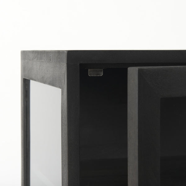 Arelius 20L x 18W x 26H Black-Brown Wood W/ Black Metal Frame End/Side Table