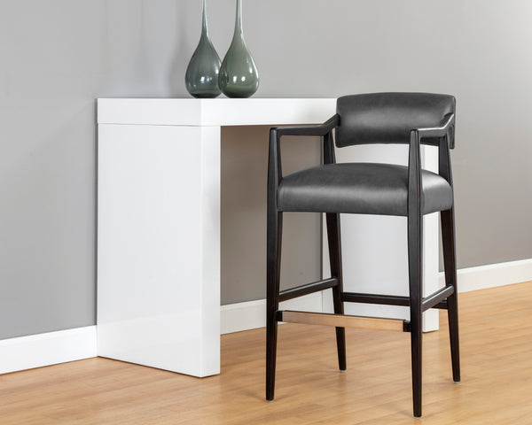 KEAGAN BARSTOOL - BRENTWOOD CHARCOAL LEATHER