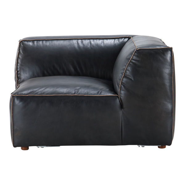 Moe's Luxe Black Leather Corner Chair