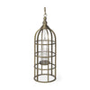 Gerson II Small Cage-Style Gold Metal Candle Holder Lantern