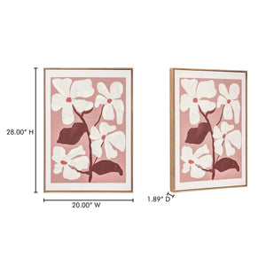 Blush Framed Painting with Textured Floral Art