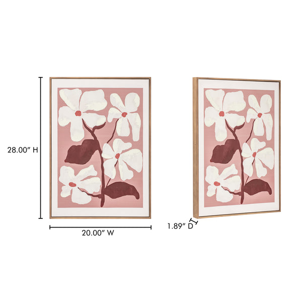 Blush Framed Painting with Textured Floral Art