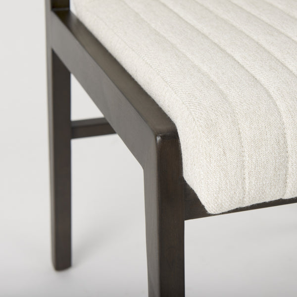 Tahoe Cream Upholstered and Black-Brown Wood Armless Dining Chair