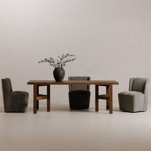 Cormac Rolling Dining Chair in Slate Green