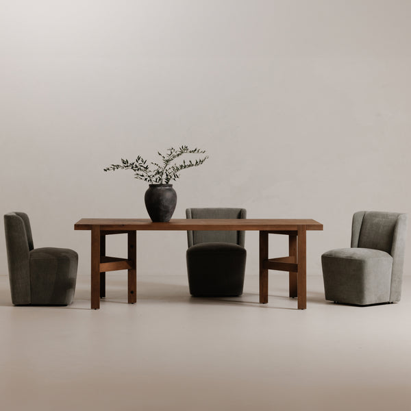 Cormac Rolling Dining Chair in Slate Green