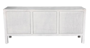 Conrad 9-Drawer Mahogany Dresser with Brass Pulls in White Wash Finish