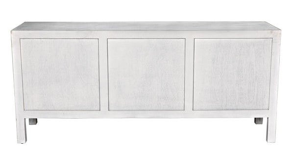 Conrad 9-Drawer Mahogany Dresser with Brass Pulls in White Wash Finish