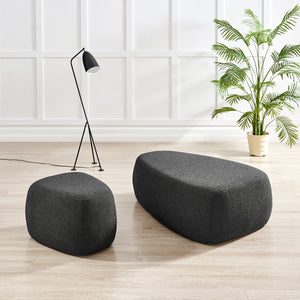 Carlese Boucle Small Ottoman, Palladian Charcoal