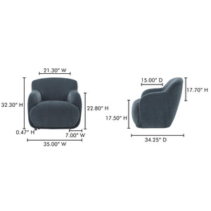 Moe's Stevie Lounge Chair in Slate Blue