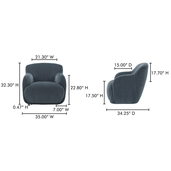 Moe's Stevie Lounge Chair in Slate Blue