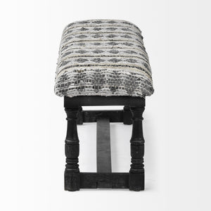 Denison II 56L x 15W Black Wood Base Woven-Leather Cushion Top Accent Bench