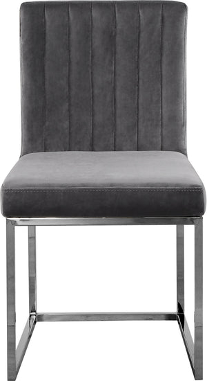 Joanna Dining Chair In Grey Velvet and Chrome
