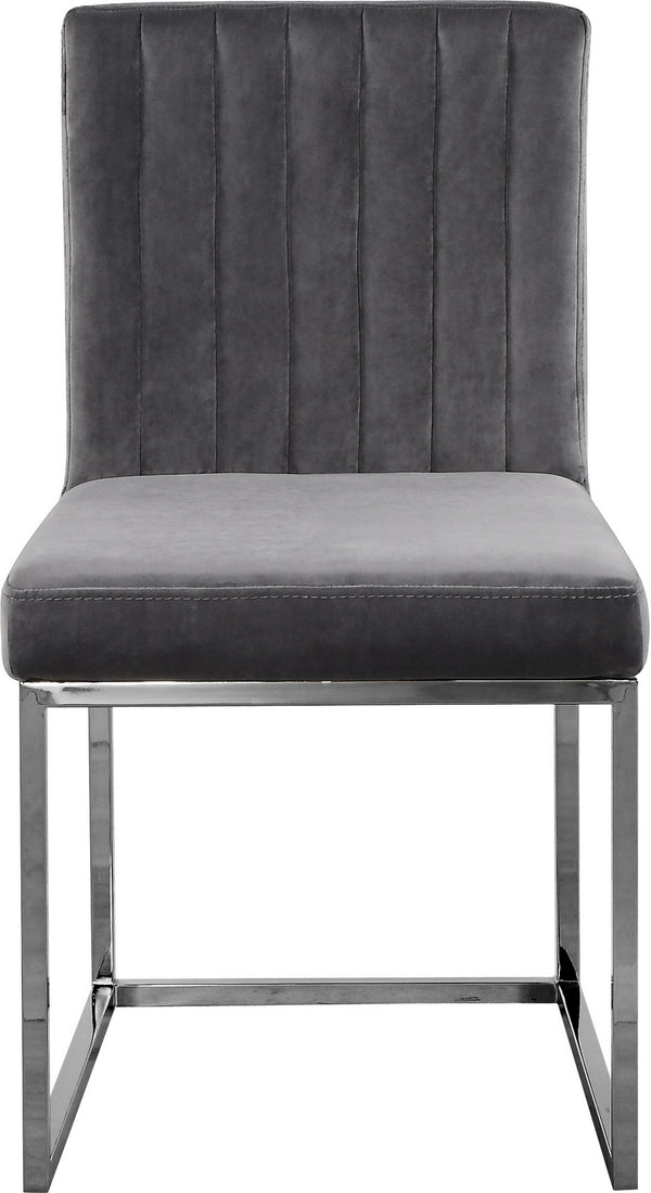 Joanna Dining Chair In Grey Velvet and Chrome