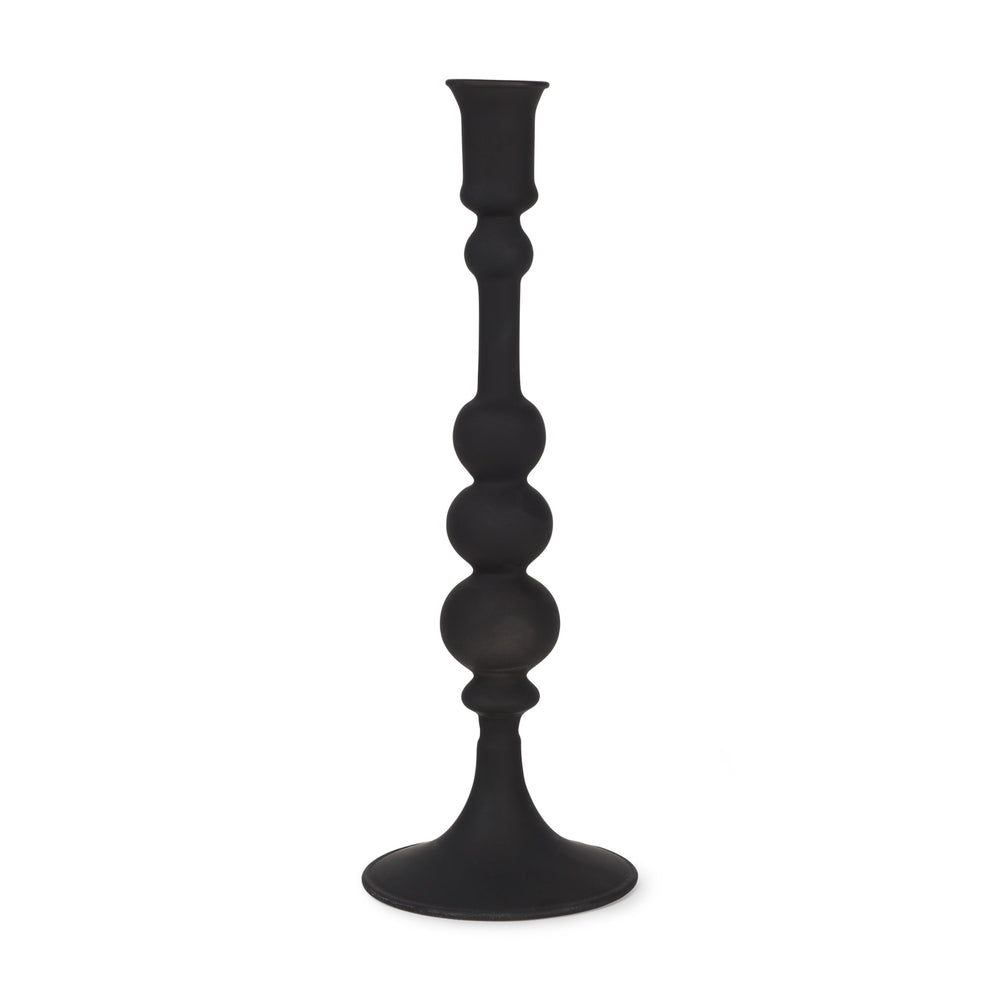 Haute Large Matte Black Blown Glass Candlestick