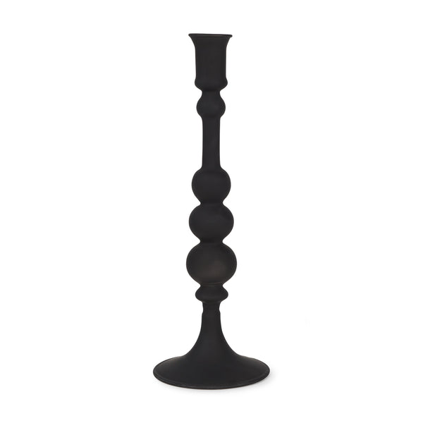 Haute Large Matte Black Blown Glass Candlestick