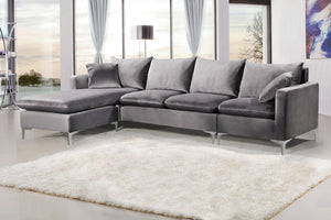 Lucy 2pc. Reversible Sectional In Grey Velvet