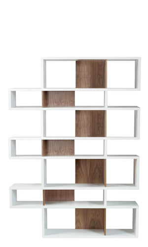 London Composition Large Bookshelf White/Walnut