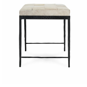 Achen Hide Bench - Dusty Cream Textured Iron Frame