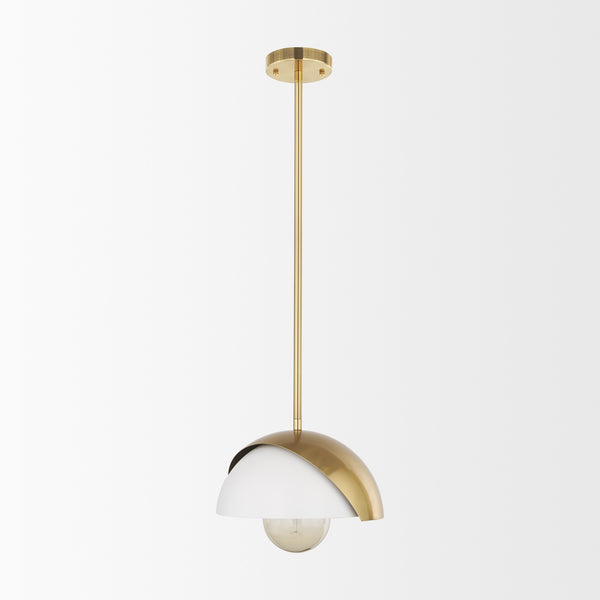 Cybill Brushed Brass w/ White Metal Shade 1-Light Wall Pendant