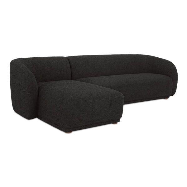 Moe's Faye Left Sectional in Black Boucle