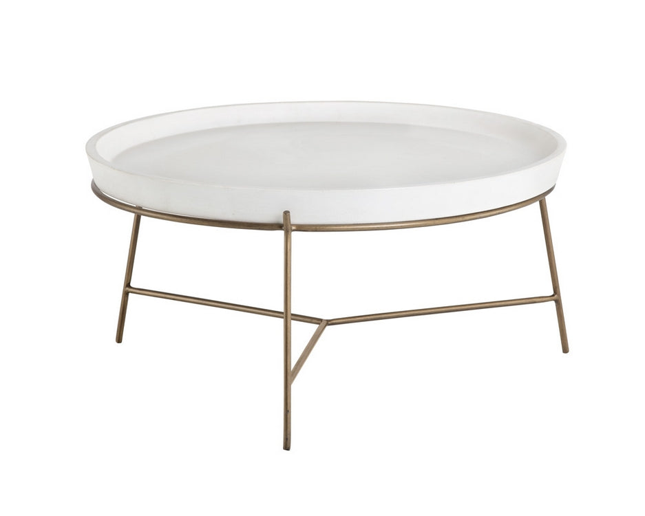 Remy Coffee Table - Antique Brass - Ivory