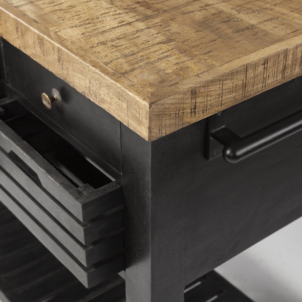 Columbia 62L x 28W x 36H Black Wooden Kitchen Island