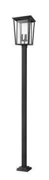 Seoul 3 Light Outdoor Post Mounted Fixture in Black Finish