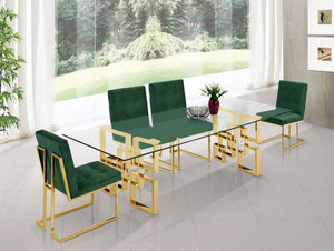 Benny Dining Chair In Green Velvet