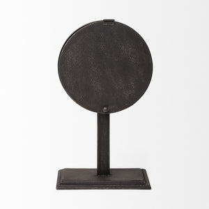 Attalack II Black Metal Round Face Table Clock