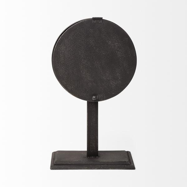 Attalack II Black Metal Round Face Table Clock