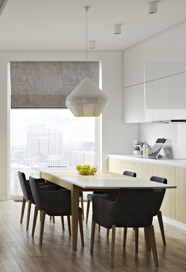niche dining table in pure white / oak