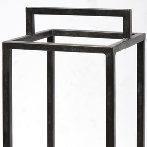 Orionis Large Wood w/ Black Metal Lantern Candle Holder