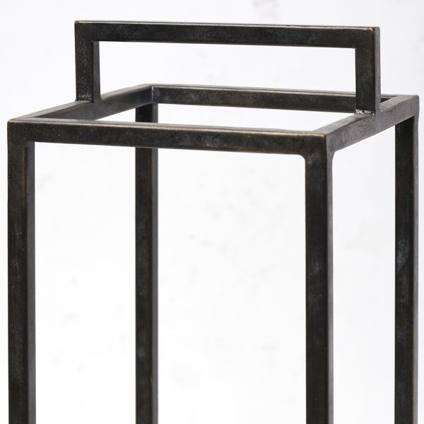 Orionis Large Wood w/ Black Metal Lantern Candle Holder